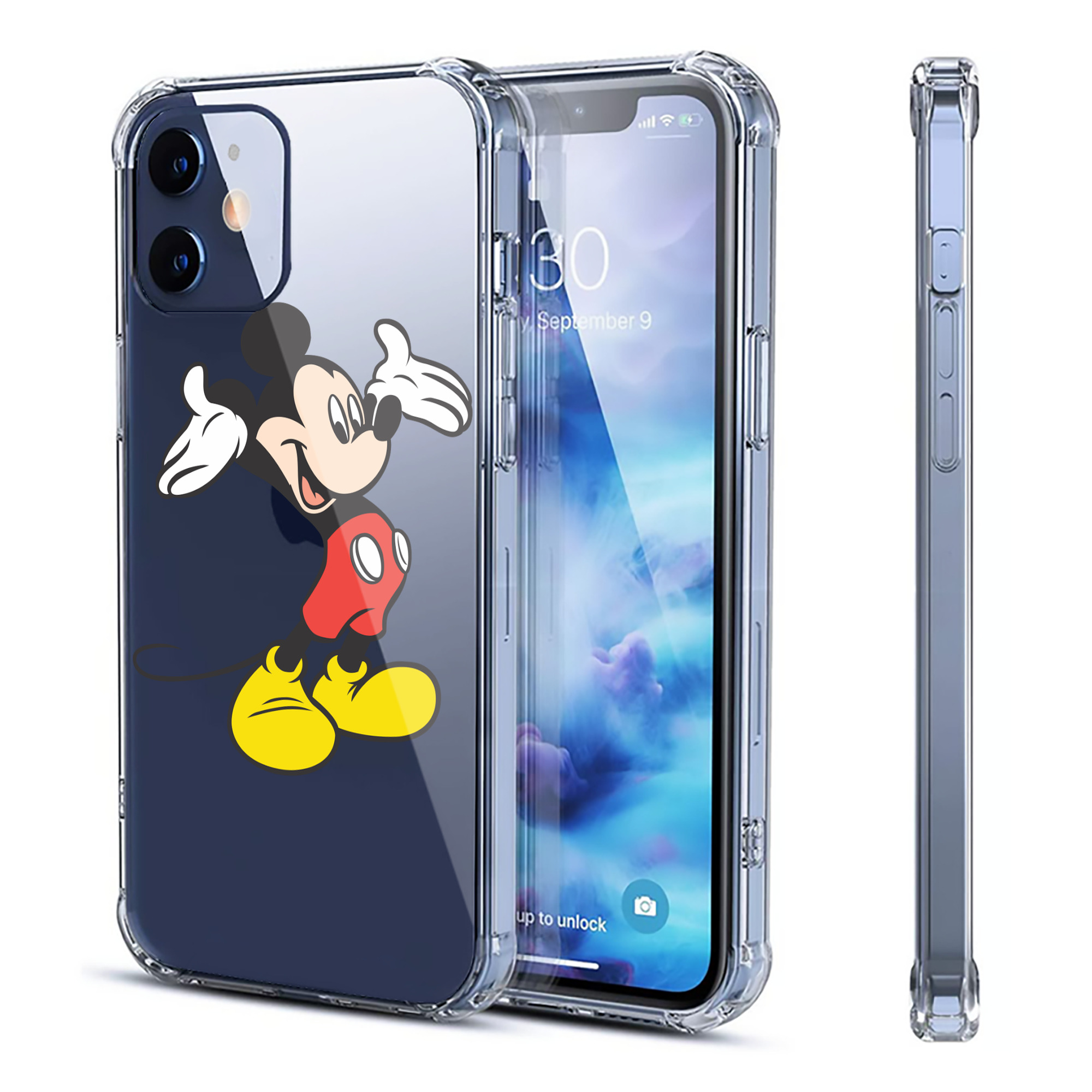 （画像用） ミッキーマウス Mickey Mouse 【iPhone 12シリーズ対応】透明スマホケース（クリアソフトケース）